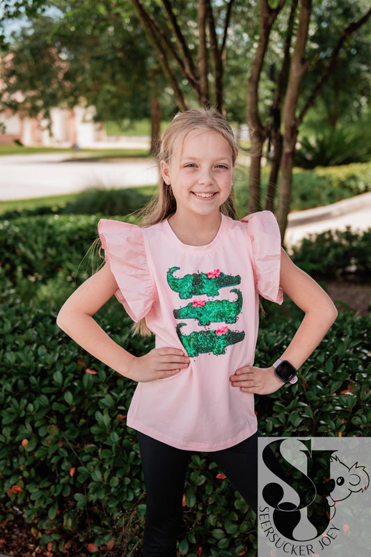 Preppy gator flutter top