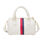 Leather Striped Duffle Handbag