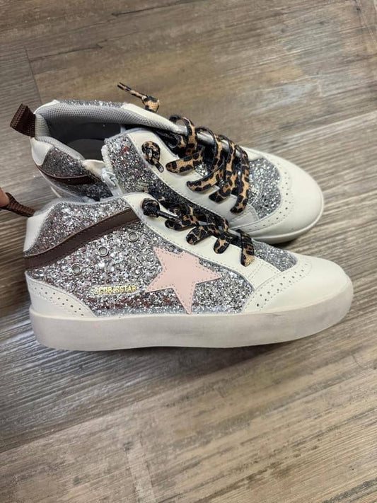High Top Silver Glitter Star Sneaker