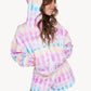 French Terry Drop Shoulder Cropped Zip Hoodie - Blush Aqua Sherbet Batik
