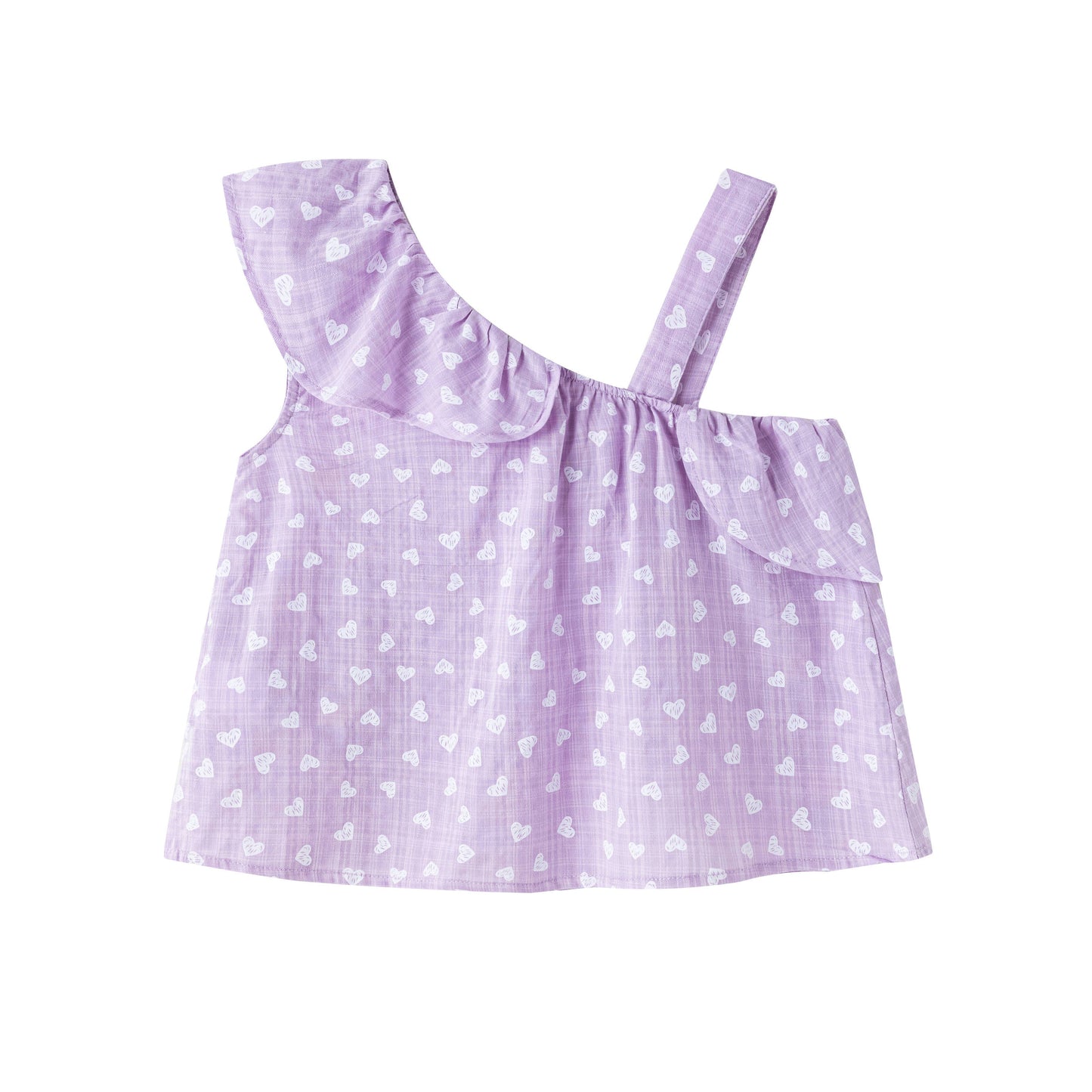 Girls' blouse with ruffle and straps in purple
