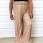 Champagne Sequins Feather Pants