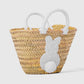 White Bunny easter Straw Basket, Bridal Shower Bag, Baby Bag
