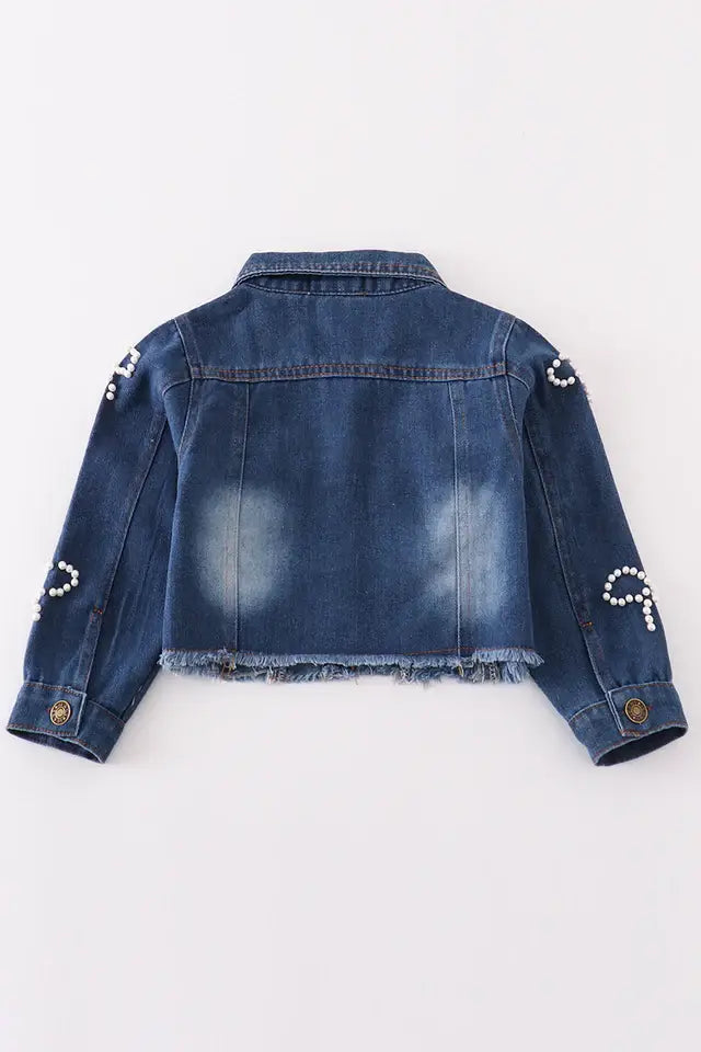 Girl pearl denim jacket