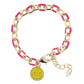 Hot Pink Chain and Yellow Happy Face Bracelet
