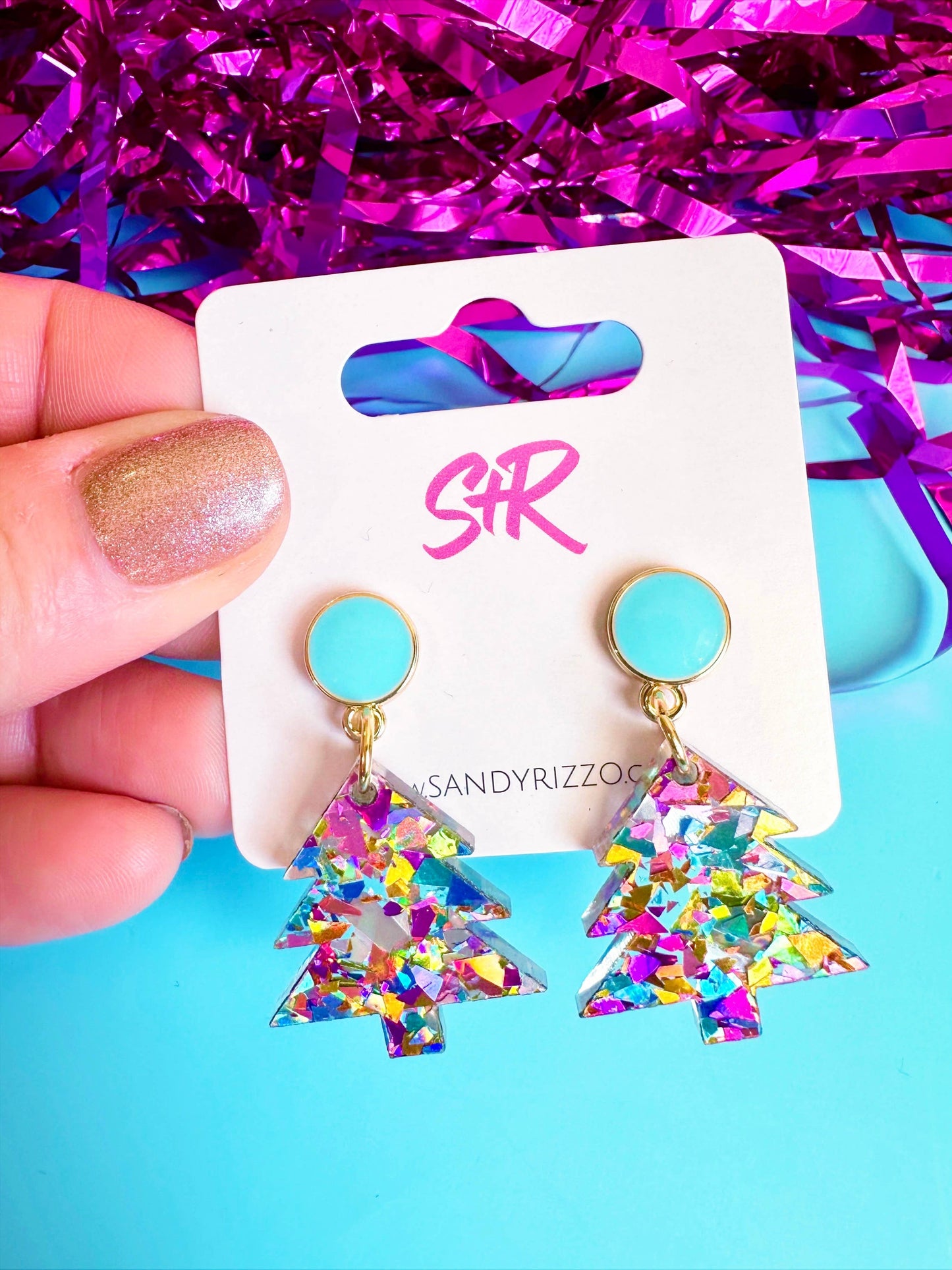 Confetti Acrylic Tween Christmas Tree Dangle