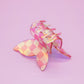 Medium Iridescent Checkered Butterfly Hair Claw Clip