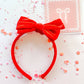 Red Glitter Velvet Bow Headband