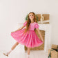 Diana Puff Dress in Bubblegum Confetti | Girls Luxury Dress
