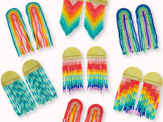 Beaded Rainbow Earrings | Aqua Rainbow