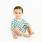 Blue Checkered Waffle Bamboo Shorts Set