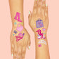 Pink Girl Party Foil Kids Temporary Tattoos, Activity, Favor
