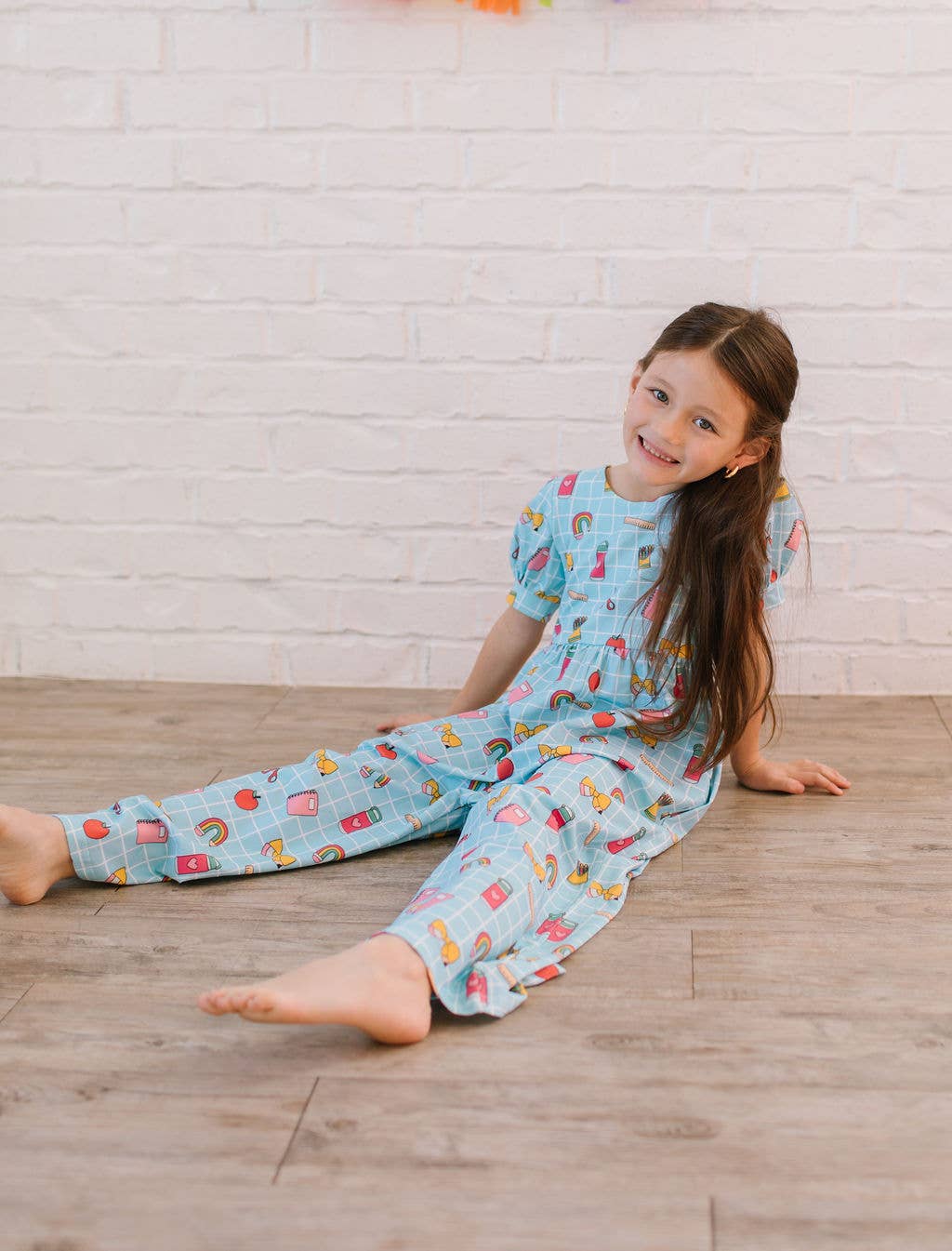 Puff Leggy Romper in Back To School Print