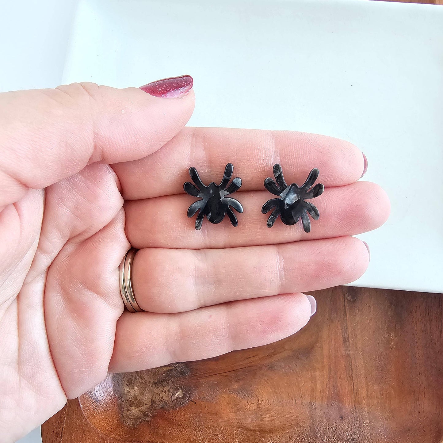 Spider Studs - Black // Halloween Earrings