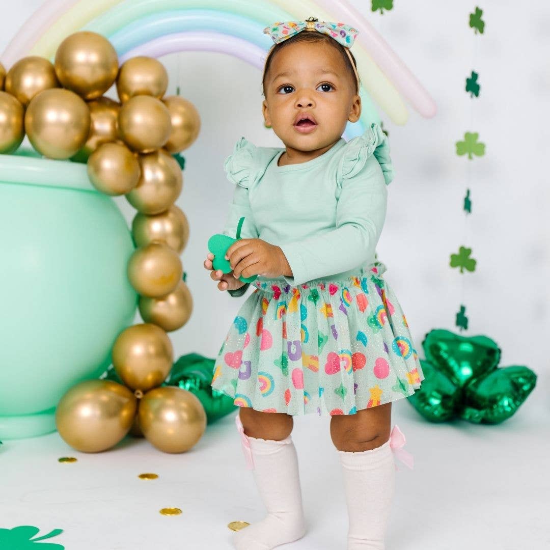 Lucky Charm St. Patrick's Day Long Sleeve Tutu Bodysuit