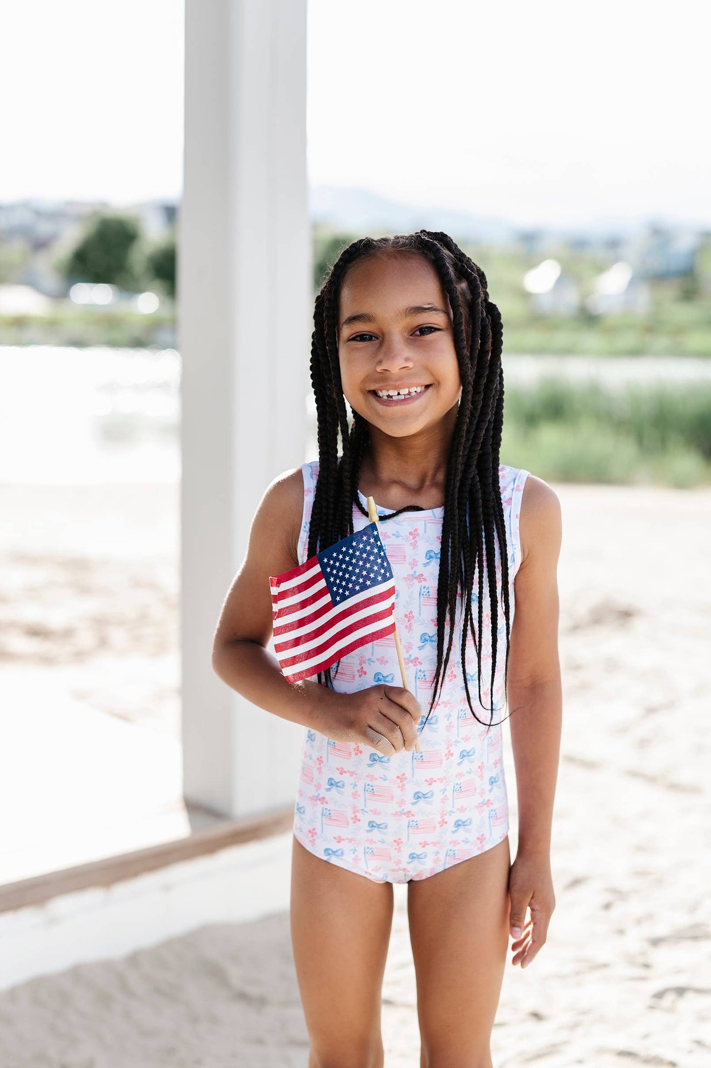Lucy Swim in Patriotic Flags | UPF 50 | 4th of July