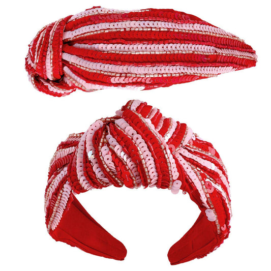 Sequin Striped Top Knotted Embellished Headband