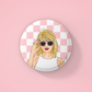 Pink Checker Taylor Button