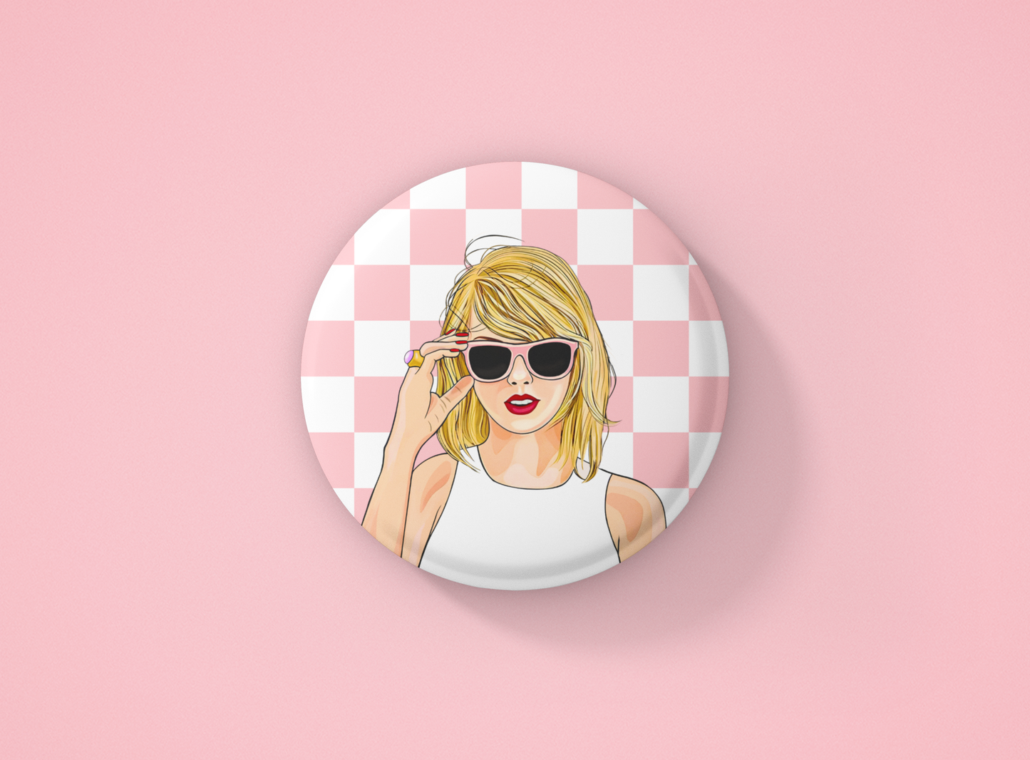 Pink Checker Taylor Button