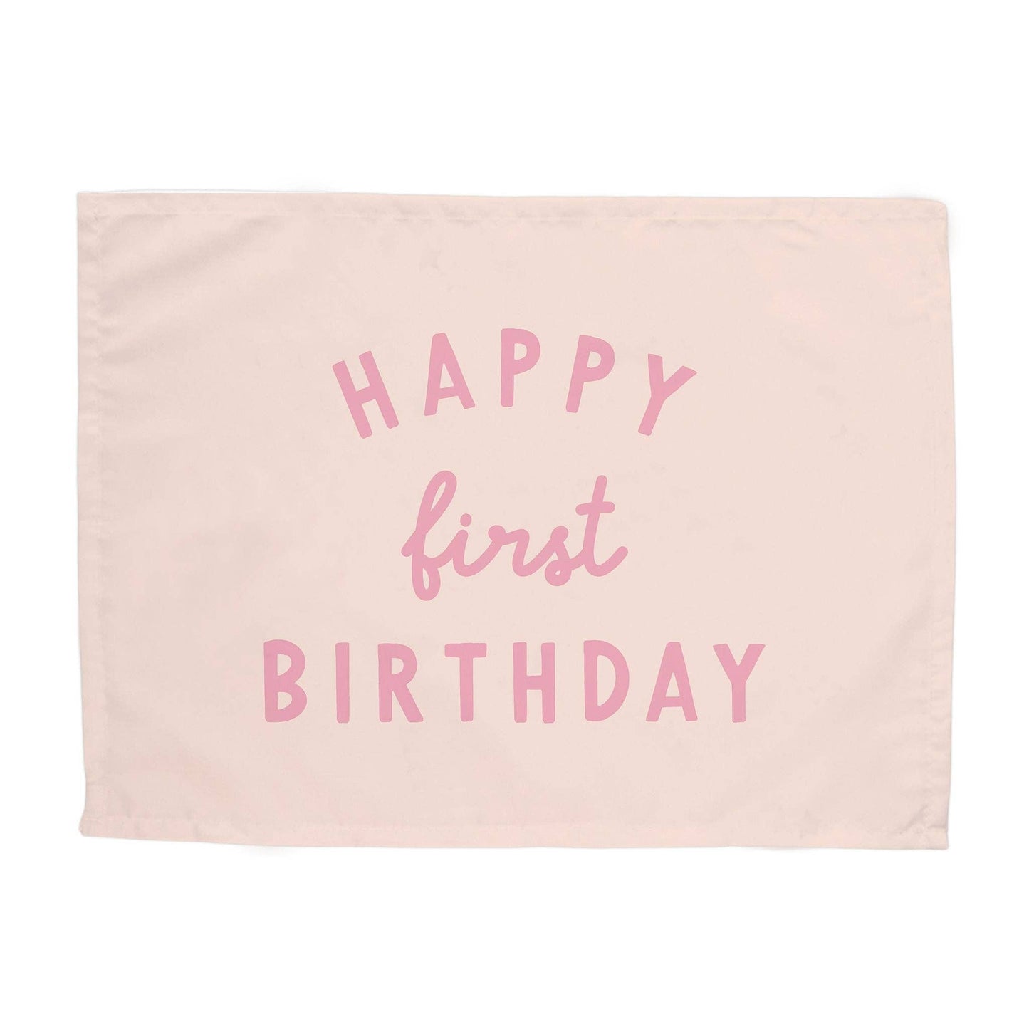 {Pink} Happy First Birthday Banner