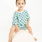 Blue Checkered Waffle Bamboo Shorts Set