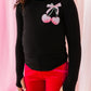 Mini Bow Cherries | Black Bamboo Long Sleevee