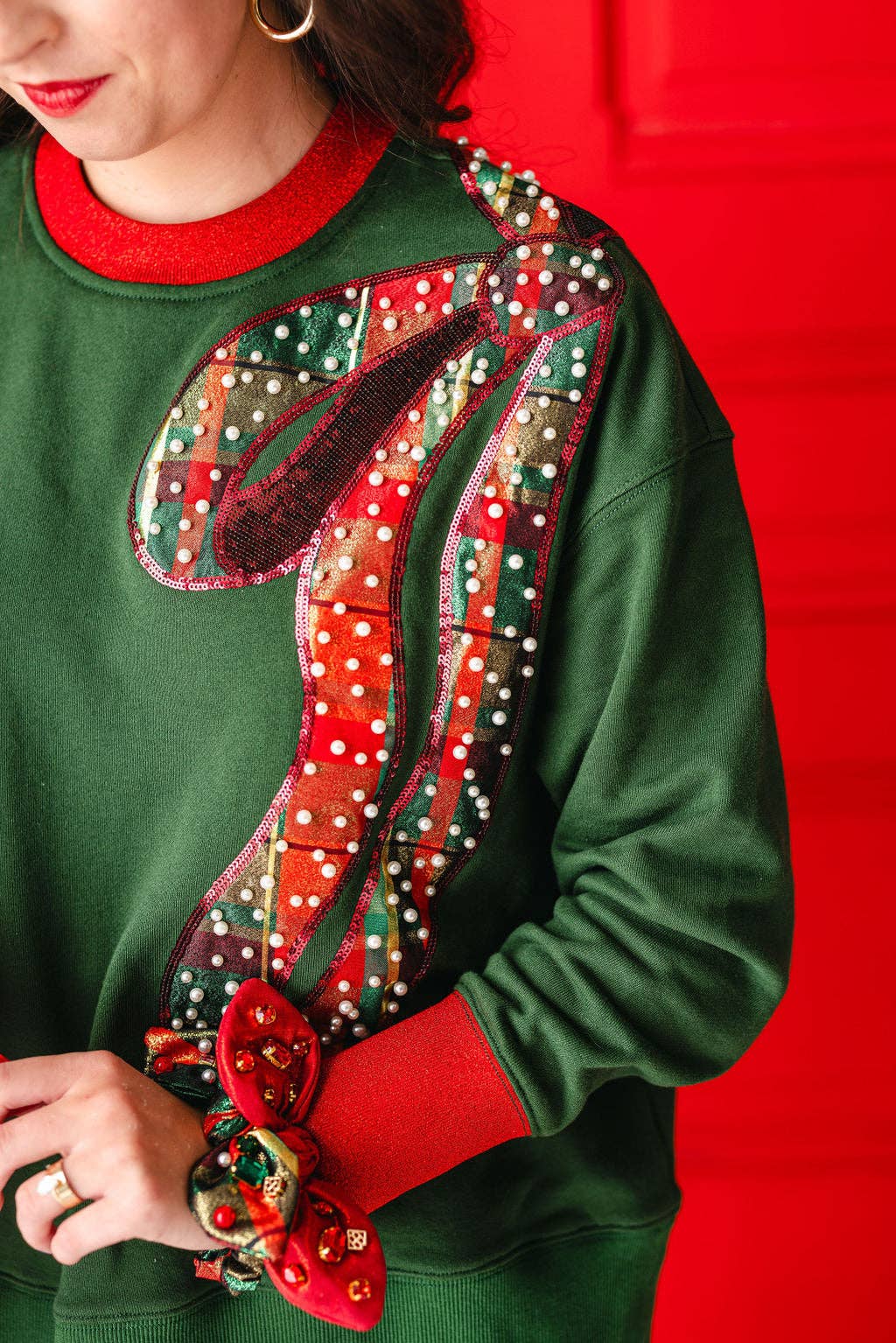 BC Green Holiday Plaid Bow Sweatshirt PRE-ORDER (Est Ship 11/21)