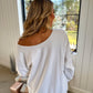 Santa Baby White GraphicCrewneck Off the Shoulder Sweatshirt