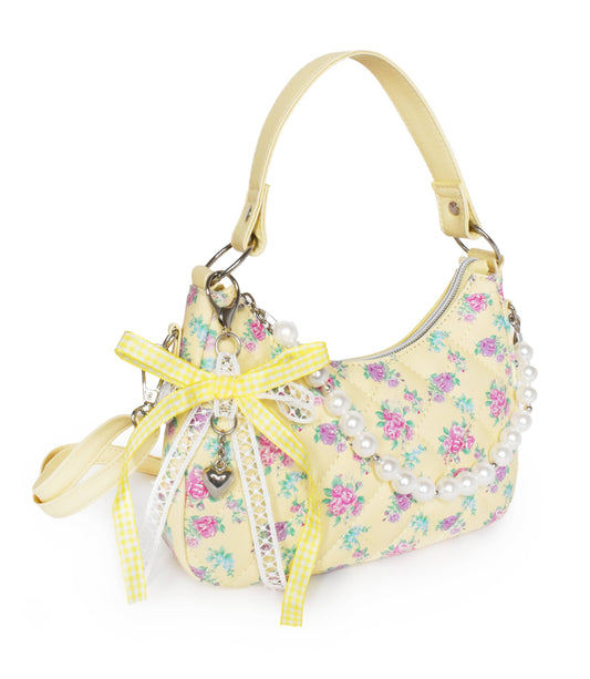 Floral Mini Hobo pearl crossbody