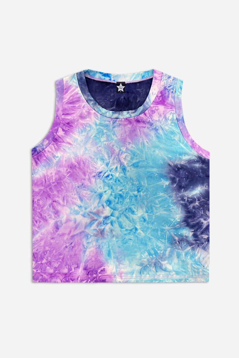 Simply Soft Sleeveless Easy Tank - Purple Turquoise Tie Dye