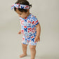 4th of July Bamboo Shorts Set | Red-White & Bows