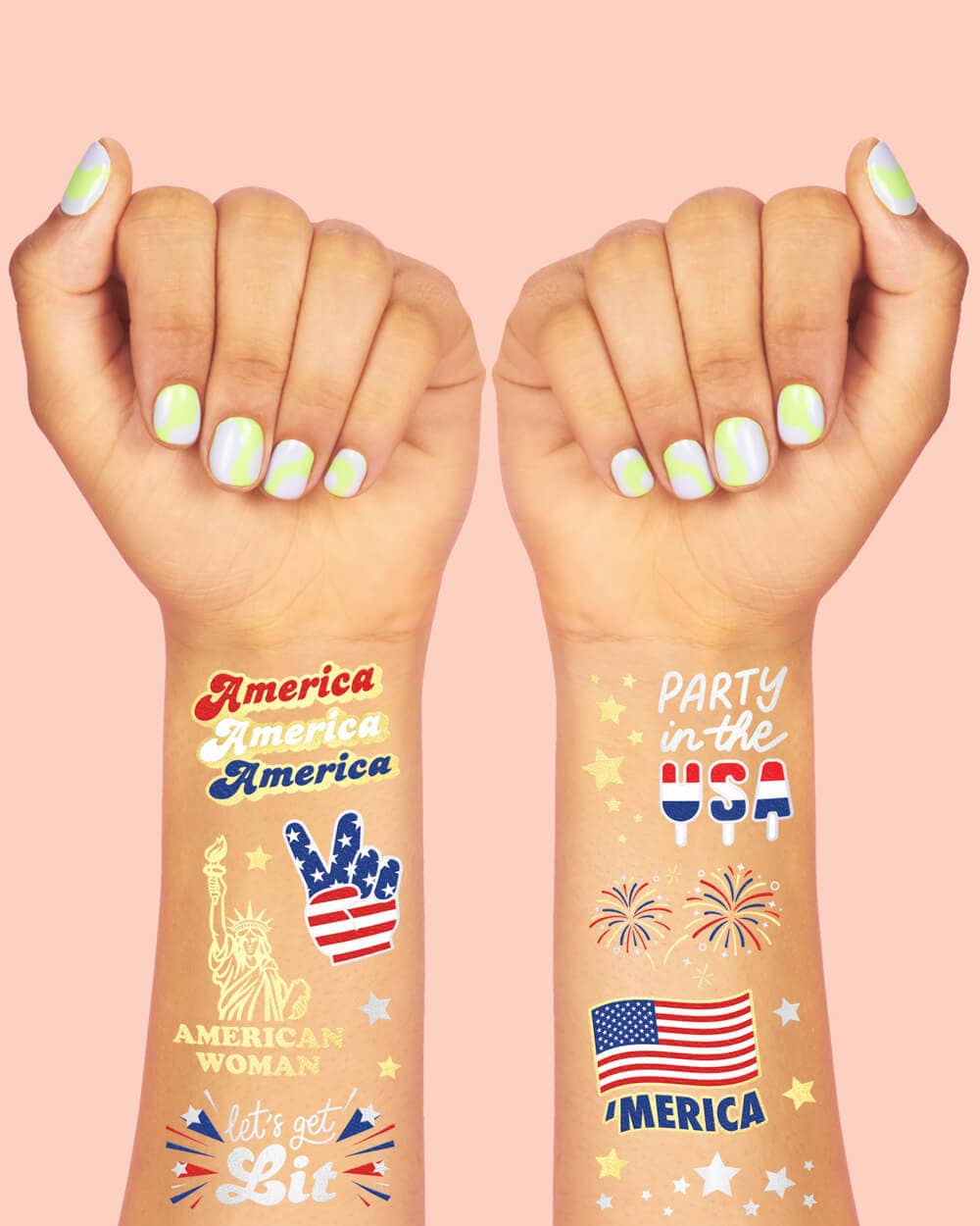 4th of July Party Foil Kids Temporary Tattoos, Favor