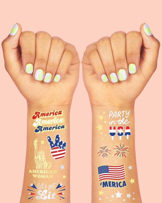 4th of July Party Foil Kids Temporary Tattoos, Favor