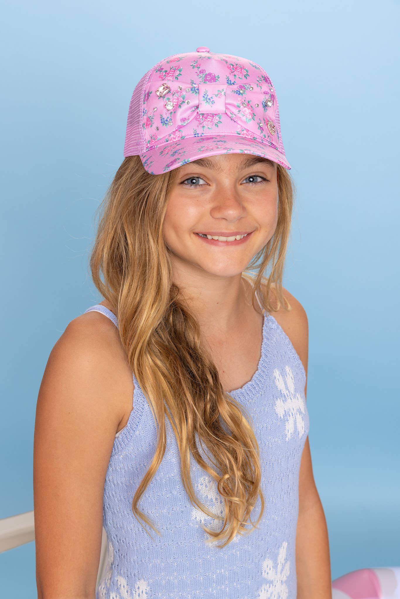 Pink Floral Printed Trucker Hat