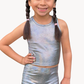 High Shine Cropped Racerback Tank & Tumble Short - Metallic Glitter