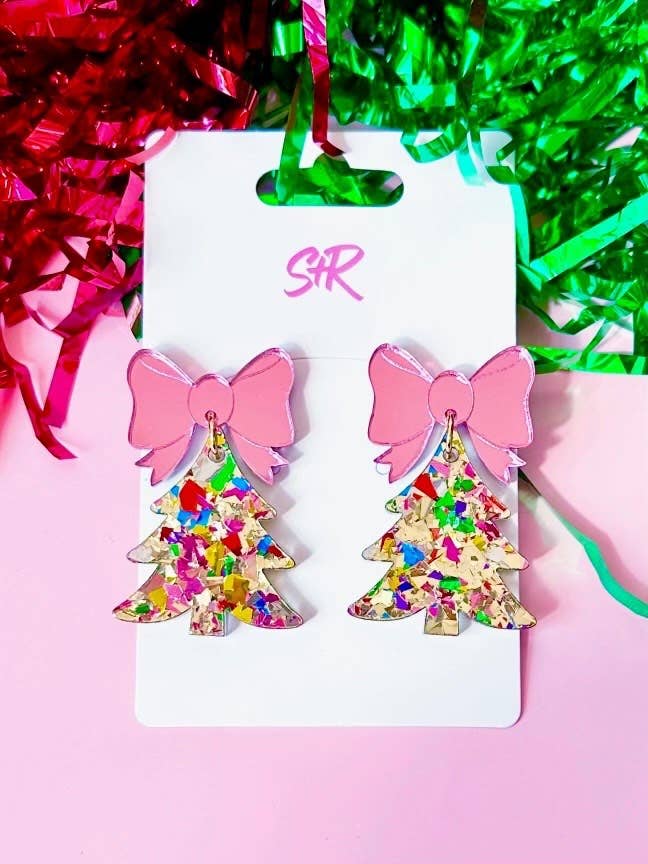 Bow-tiful Gold Confetti Acrylic Christmas Tree
