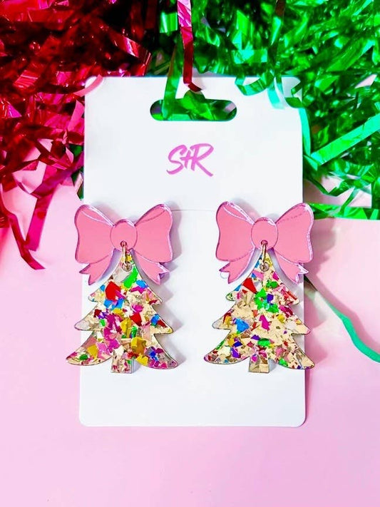 Bow-tiful Gold Confetti Acrylic Christmas Tree