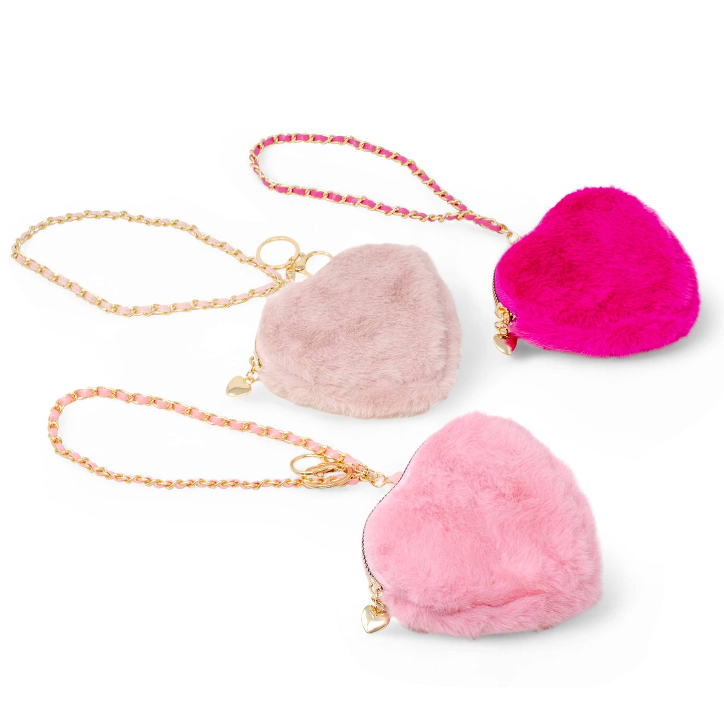 Girl's Fuzzy Heart Wristlet Coin Purse