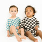 Blue Checkered Waffle Bamboo Shorts Set