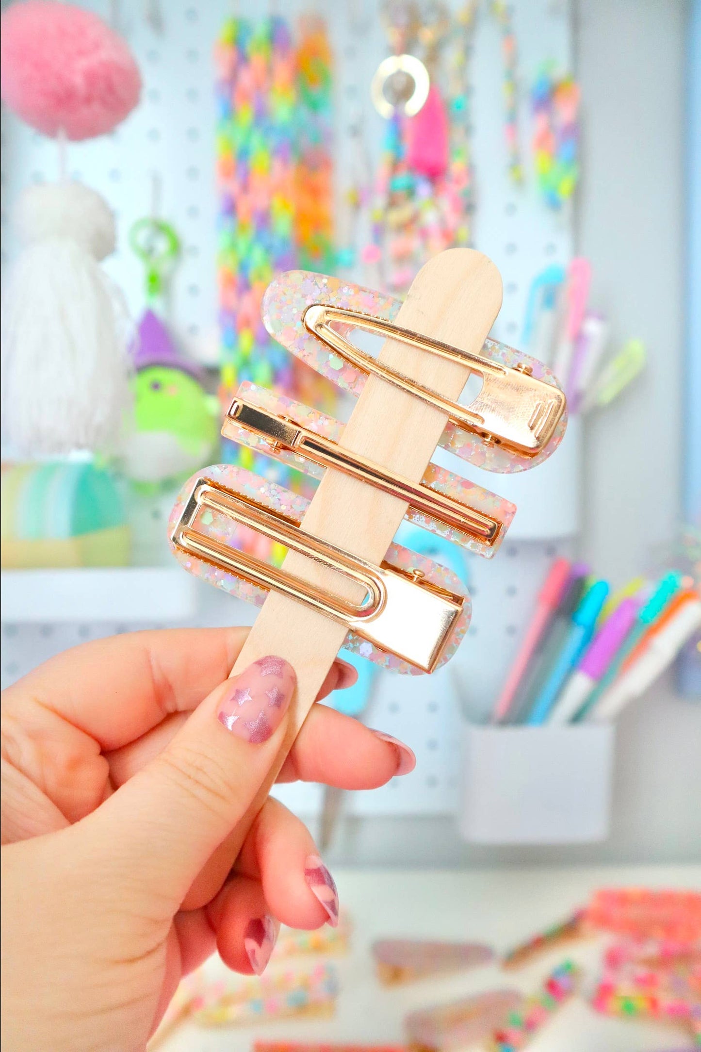 Pastel Confetti Resin Hair Clips