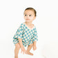 Blue Checkered Waffle Bamboo Shorts Set