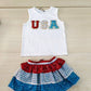 Girls USA Patched Tank & Ruffle Sequins Skirt Set