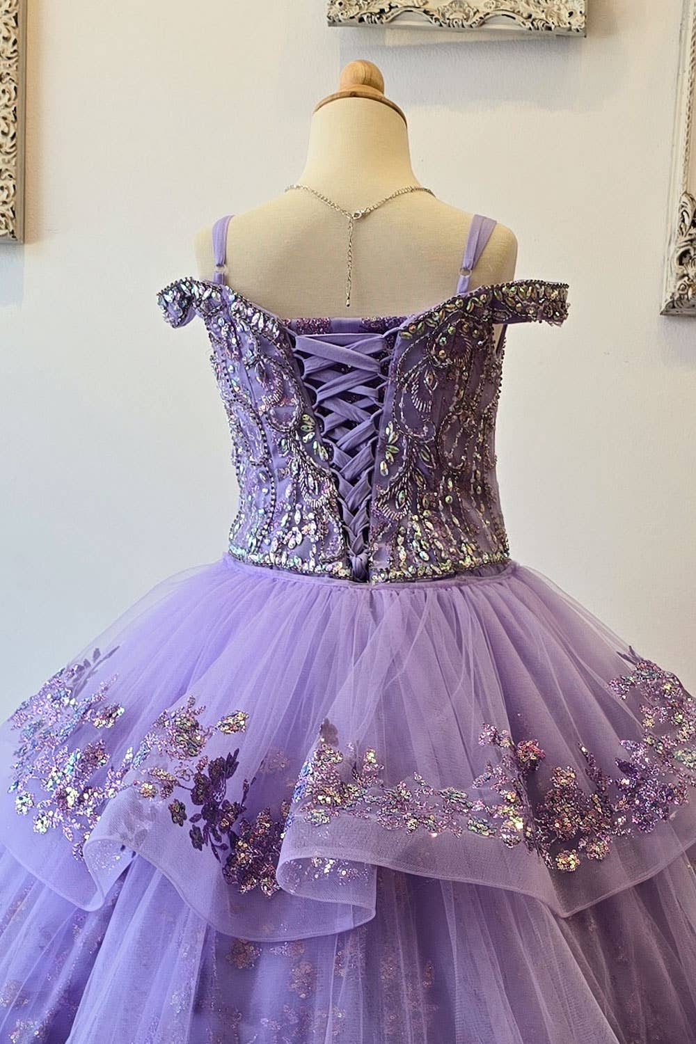 Detachable Train With Stones and Gems Mini Quince Dress
