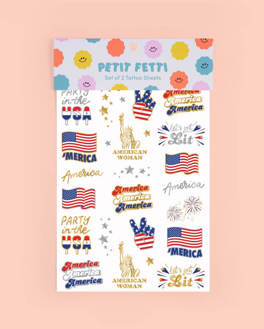 4th of July Party Foil Kids Temporary Tattoos, Favor