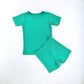 Mint Ribbed Bamboo Shorts Set