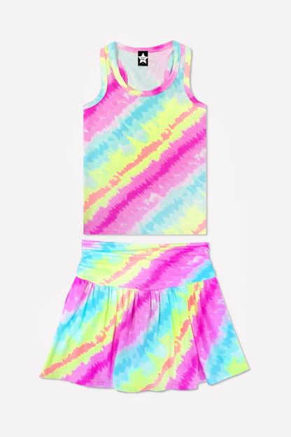 Racerback Tank & Shirred Waist Skort - Rainbow Sherbet Batik