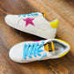 Pink Glitter Star Yellow and Blue Accent Sneakers - Kids 