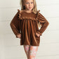Kids Chocolate Velvet Ruffle Top & Vintage Floral Fall Set