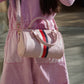 Leather Striped Duffle Handbag