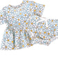 Cotton Peplum Set | Blue Daisy